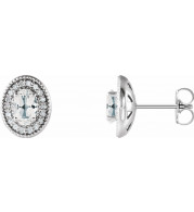 14K White Sapphire & 1/5 CTW Diamond Halo-Style Earrings - 86630780P