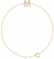 14K Yellow .07 CTW Diamond Initial M 6-7 Bracelet - 65268960039P
