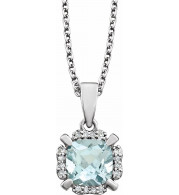 14K White Aquamarine & .05 CTW Diamond 18 Necklace - 65195360003P