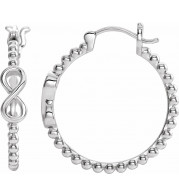 14K White 22.3 mm Infinity-Inspired Beaded Hoop Earrings - 653405601P