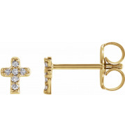 14K Yellow .06 CTW Diamond Youth Cross Earrings - 65358160001P