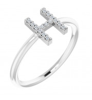 14K White .07 CTW Diamond Initial H Ring - 1238346035P