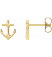 14K Yellow Anchor Earrings - R17027601P