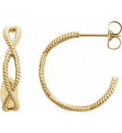 14K Yellow 17x3.6 mm Rope Hoop Earrings - 86450602P
