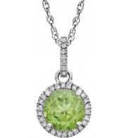 14K White Peridot & 1/10 CTW Diamond 18 Necklace - 65130170011P