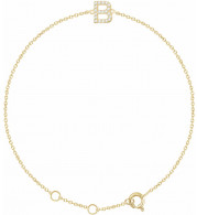 14K Yellow .07 CTW Diamond Initial B 6-7 Bracelet - 65268960028P