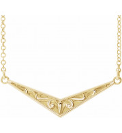 14K Yellow Sculptural V 16 Necklace - 86850601P