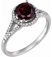 14K White Mozambique Garnet & 1/6 CTW Diamond Ring - 65130070010P