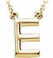 14K Yellow Block Initial E 16 Necklace - 84634110P