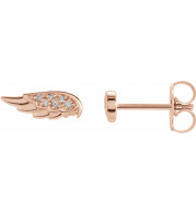 14K Rose .03 CTW Diamond Angel Wing Earrings - 86909602P