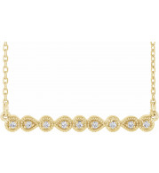 14K Yellow .07 CTW Diamond Milgrain Bar 16-18 Necklace - 86704605P