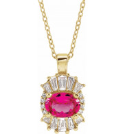 14K Yellow Pink Tourmaline & 1/3 CTW Diamond 16-18 Necklace - 869706156P