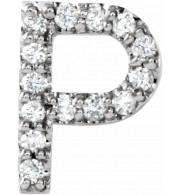 14K White .06 CTW Diamond Single Initial P Earring - 867976076P