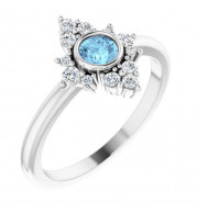 14K White Aquamarine & 1/5 CTW Diamond Ring - 720896012P