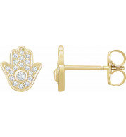 14K Yellow 1/5 CTW Diamond Hamsa Earrings - 65273860001P