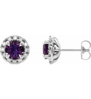 14K White Amethyst & 1/3 CTW Diamond Earrings - 869716184P