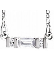 14K White 1/10 CTW Diamond Bar 16-18 Necklace - 86729600P