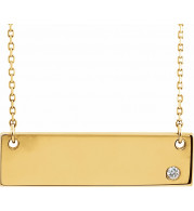 14K Yellow .03 CT Diamond Bar 18 Necklace without Engraving - 86541607P