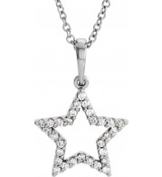 14K White 1/8 CTW Diamond Petite Star 16 Necklace - 8441960000P