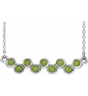 14K White Peridot Bezel-Set Bar 16-18 Necklace - 8652560040P