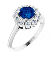 14K White Blue Sapphire & 1/2 CTW Diamond Ring - 7186160000P