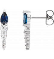 14K White Blue Sapphire & 1/4 CTW Diamond Earrings - 870256011P