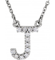14K White Initial J 1/8 CTW Diamond 16 Necklace - 67311109P