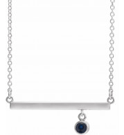 14K White Blue Sapphire Bezel-Set 18 Bar Necklace - 869056145P