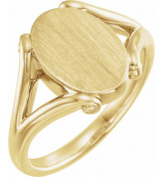 14K Yellow 13x9 mm Oval Signet Ring - 52002102P