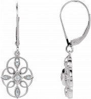 14K White 1/10 CTW Diamond Granulated Filigree Earrings - 65238160000P