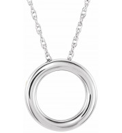 14K White 15 mm Circle 18 Necklace - 863221026P
