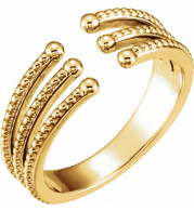 14K Yellow Beaded Negative Space Ring - 51675102P