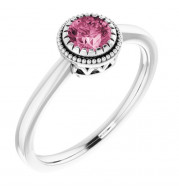 14K White Pink Tourmaline October Birthstone Ring - 651609120P