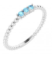 14K White Aquamarine Beaded Ring - 123113615P