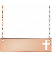 14K Rose Pierced Cross Bar 16-18 Necklace - 86531605P