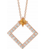 14K Rose Citrine & 3/8 CTW Diamond 16-18 Necklace - 868906134P