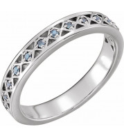 14K White Aquamarine Stackable Ring - 71831615P