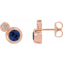 14K Rose Blue Sapphire & .03 CTW Diamond Earrings - 868886046P