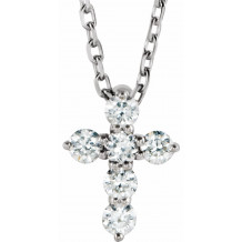 14K White 8.7x6.6 mm 1/6 CTW Diamond Cross 16-18 Necklace - R42359605P