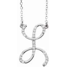 14K White 1/10 CTW Diamond Initial L 16 Necklace - 67399122P