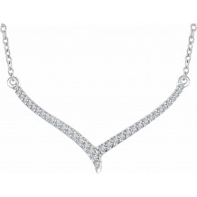 14K White 1/6 CTW Diamond V 16-18 Necklace - 65278060002P