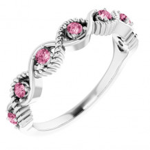 14K White Pink Tourmaline Stackable Ring - 720466014P