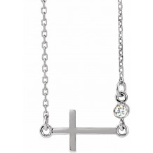 Platinum .03 CTW Diamond Sideways Cross 16-18 Necklace - R42355609P
