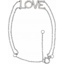 14K White 1/4 Diamond Love 5-7 Bracelet - 653615601P
