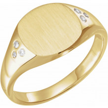 14K Yellow .05 CTW Diamond 10.87x10.26 mm Oval Signet Ring - 123030606P