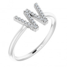 14K White .07 CTW Diamond Initial W Ring - 1238346110P