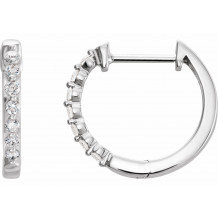 14K White 1/3 CTW Diamond 14.9 mm Hoop Earrings - 65214960003P