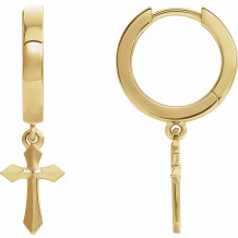 14K Yellow Cross Drop Earrings - R17029601P