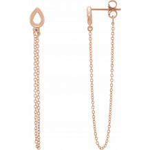 14K Rose Leaf Chain Earrings - 65239160002P