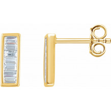 14K Yellow 1/3 CTW Diamond Baguette Bar Earrings - 65188660003P